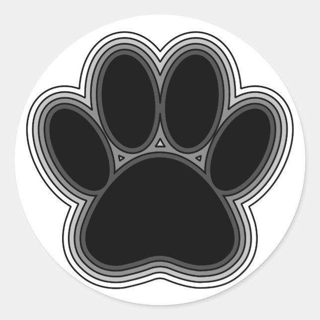 Dog Paw With Outlines Classic Round Sticker (Front)