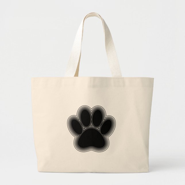 Dog Paw With Outlines Large Tote Bag (Front)
