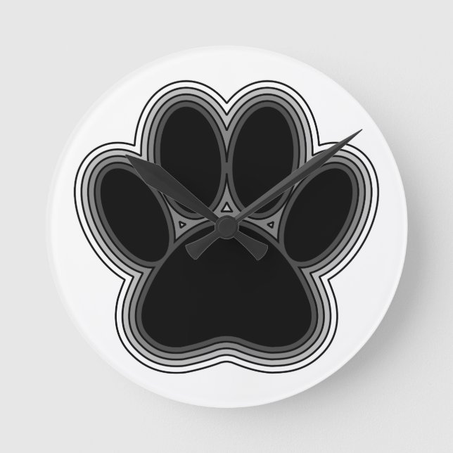 Dog Paw With Outlines Round Clock (Front)