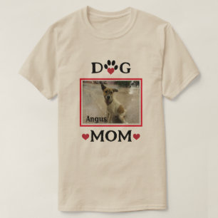 Dog Paw With Red Heart Custom Photo Dog Mum T-Shirt