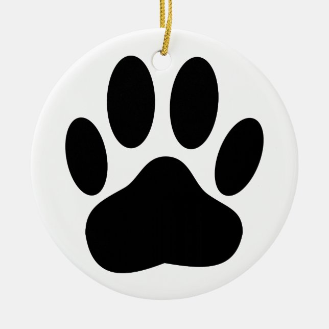 Dog Pawprint Ceramic Tree Decoration (Front)