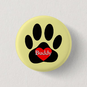 Dog Pawprint Custom Name 3 Cm Round Badge