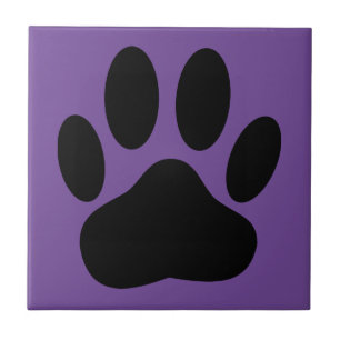 Dog Pawprint Purple Background Ceramic Tile