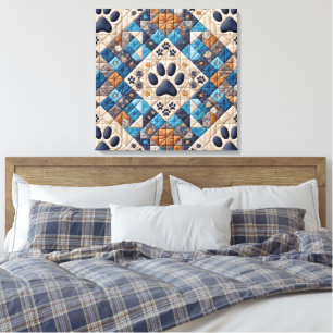 Dog Pawprint Quilt Design Canvas Print