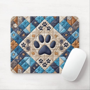 Dog Pawprint Quilt Design Mouse Pad