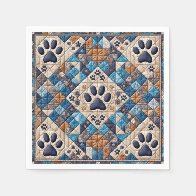 Dog Pawprint Quilt Design Napkin (Front)