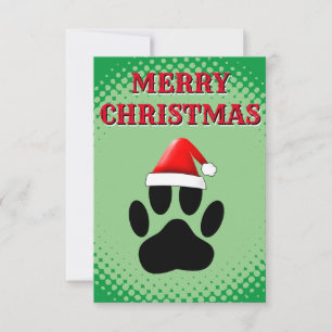 Dog Pawprint Santas Hat Card