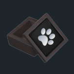 Dog pawprint silver, black fun jewellery box, gift keepsake box<br><div class="desc">Cute silver and black pet dog or cat pawprint keepsake box,  jewellery box,  trinket box.  great gift idea for dog lovers</div>