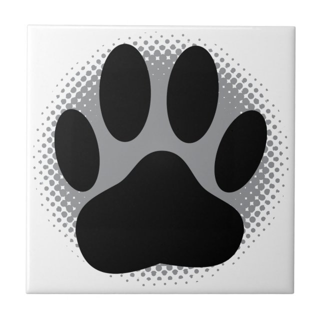 Dog Pawprint Square Custom Ceramic Tile (Front)