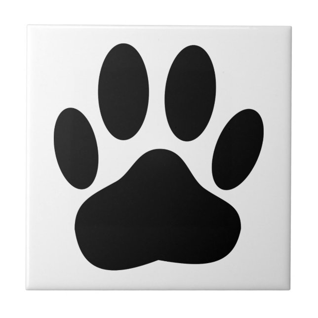 Dog Pawprint White Background Ceramic Tile (Front)