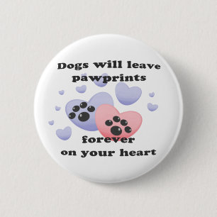 Dog Pawprints On The Heart 6 Cm Round Badge