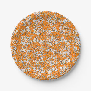 Dog Paws and Bones Faux Lace Art Print Paper Plate