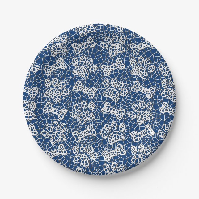 Dog Paws and Bones Faux Lace Art Print Paper Plate (Front)