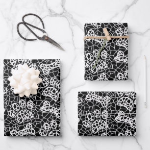 Dog Paws and Bones Faux Lace Art Print Wrapping Paper Sheet