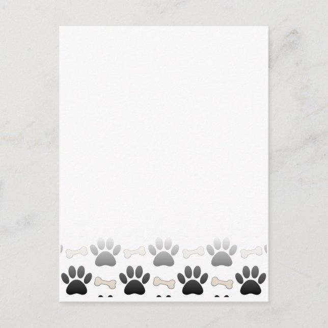 Dog Paws And Bones With Gradient Postcard (Front)