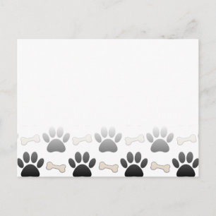 Dog Paws And Bones With Gradient Postcard