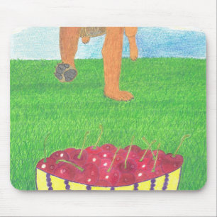 Dog paws and cherry mouse pad
