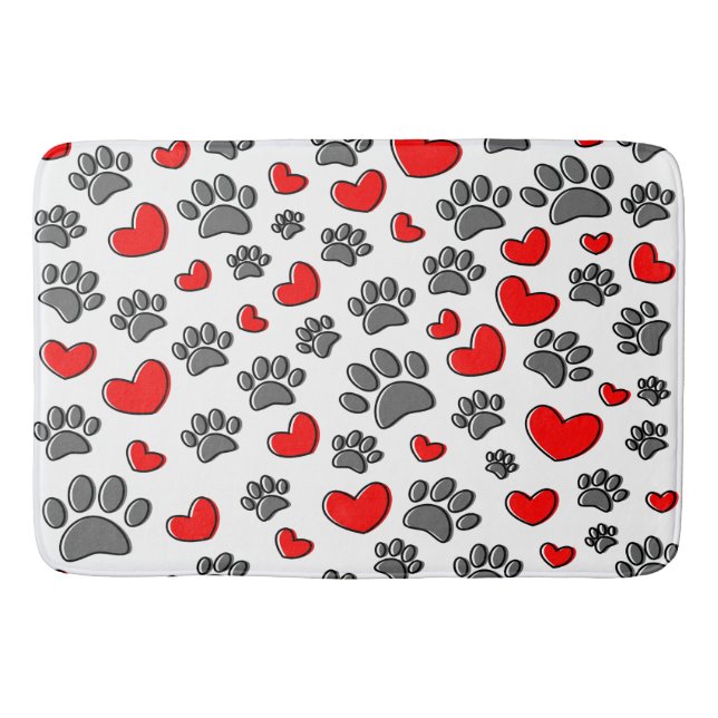 Dog Paws And Heart Drawings Bath Mat (Front)