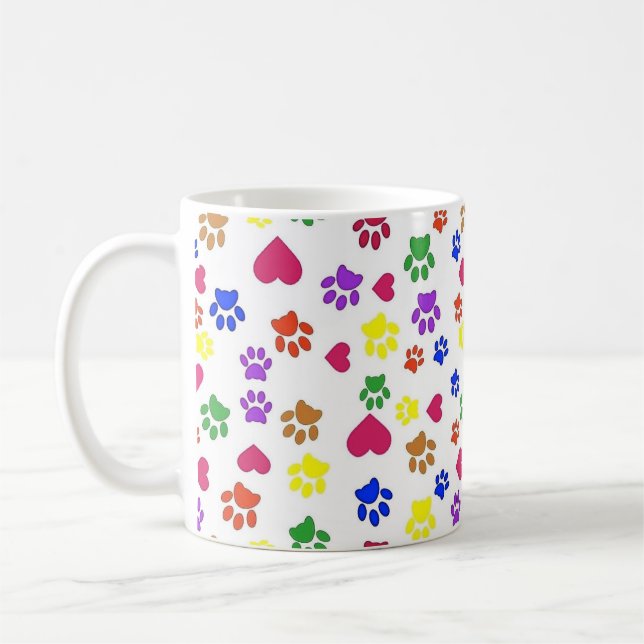 Dog Paws and Hearts,  Coffee Mug (Left)