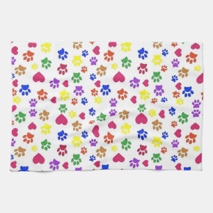 Dog Paws and Hearts,  Tea Towel