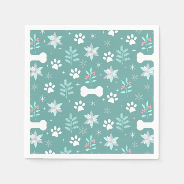 Dog Paws and Holiday Bones Pattern Napkin (Front)