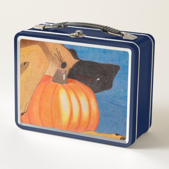 Dog paws and pumpkin metal lunch box (Front)