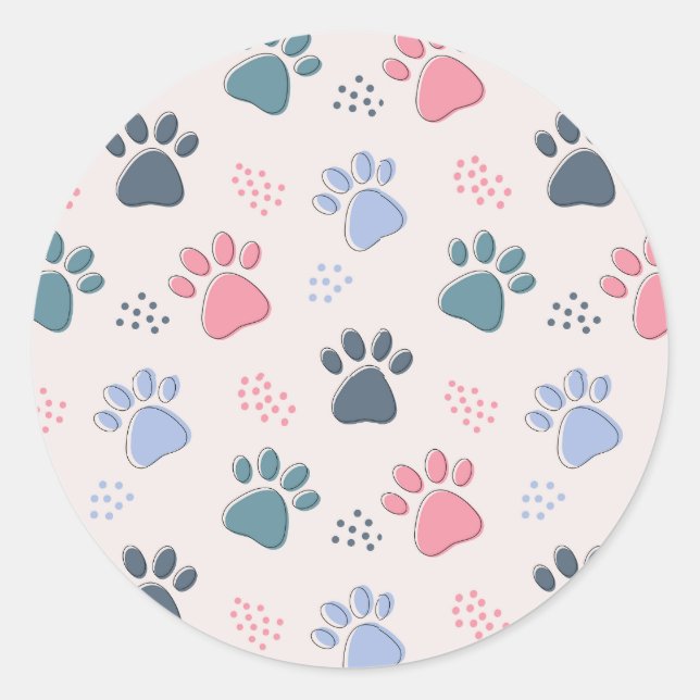 Dog Paws Animal Cute Pet Paws Gift For Pet Lovers Classic Round Sticker (Front)