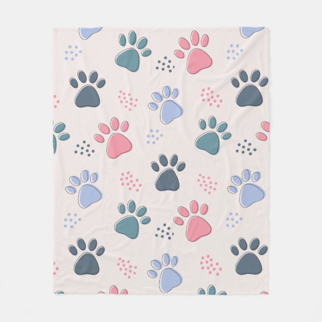 Dog Paws Animal Cute Pet Paws Gift For Pet Lovers Fleece Blanket (Front)