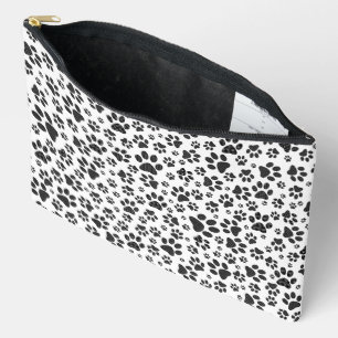 Dog Paws Black and White Polka Dot Accessory Pouch