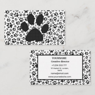 Dog Paws Black and White Polka Dot Business Card