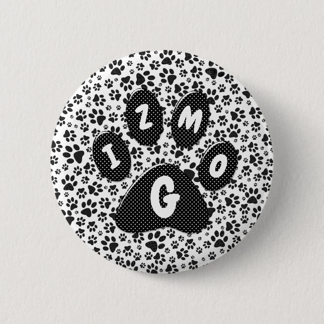Dog Paws Black and White Polka Dot  Button (Front)