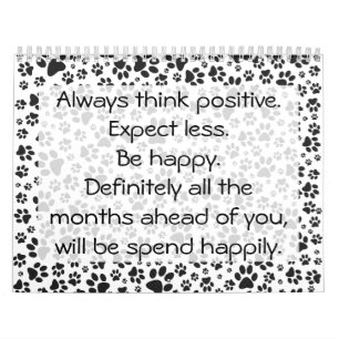 Dog Paws Black and White Polka Dot  Calendar