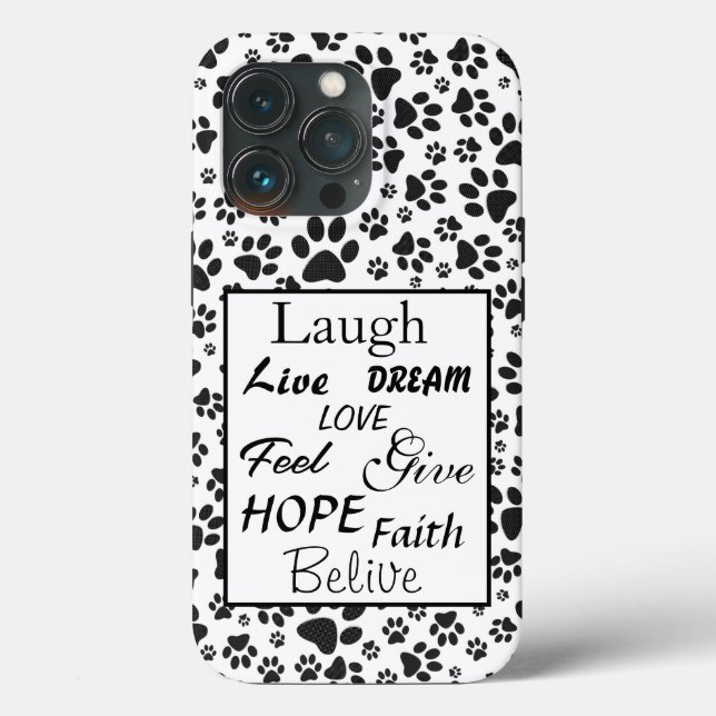 Dog Paws Black and White Polka Dot  Case-Mate iPho iPhone Case (Back)