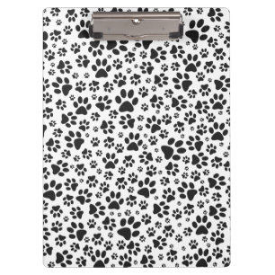 Dog Paws Black and White Polka Dot  Clipboard