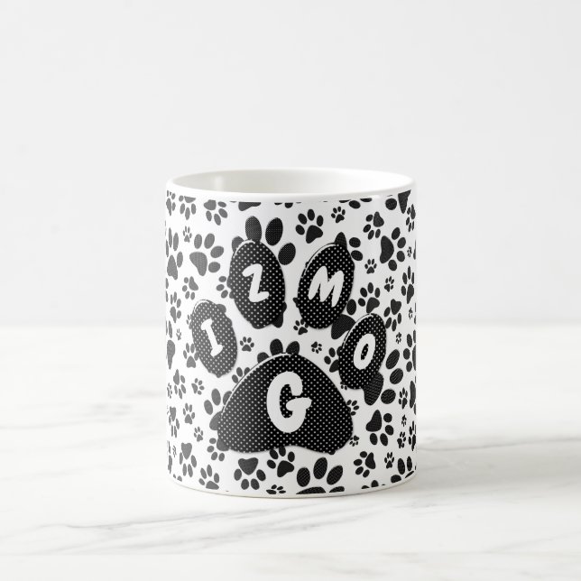 Dog Paws Black and White Polka Dot  Coffee Mug (Center)