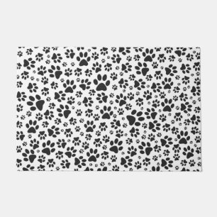 Dog Paws Black and White Polka Dot  Doormat