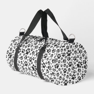 Dog Paws Black and White Polka Dot Duffle Bag