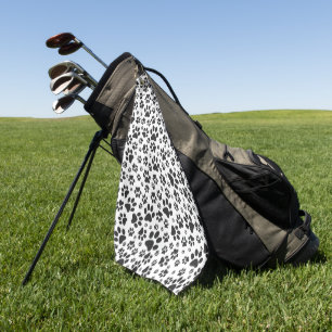 Dog Paws Black and White Polka Dot Golf Towel