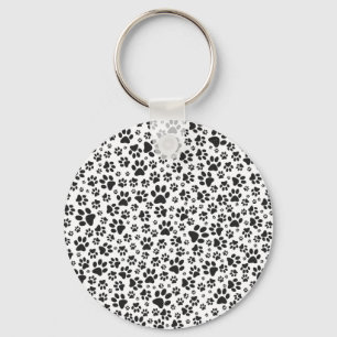Dog Paws Black and White Polka Dot Key Ring