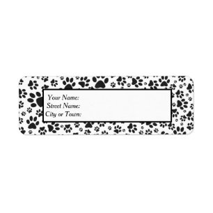 Dog Paws Black and White Polka Dot Label Return Address Label