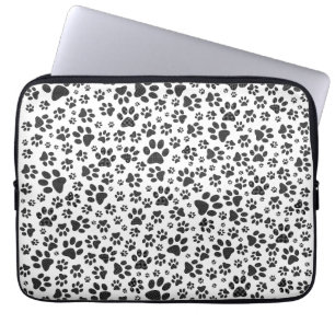 Dog Paws Black and White Polka Dot Laptop Sleeve