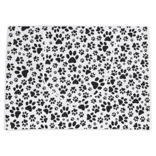 Dog Paws Black and White Polka Dot Large Gift Bag