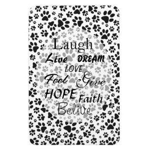 Dog Paws Black and White Polka Dot  Magnet