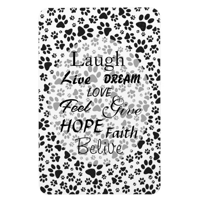 Dog Paws Black and White Polka Dot  Magnet (Vertical)