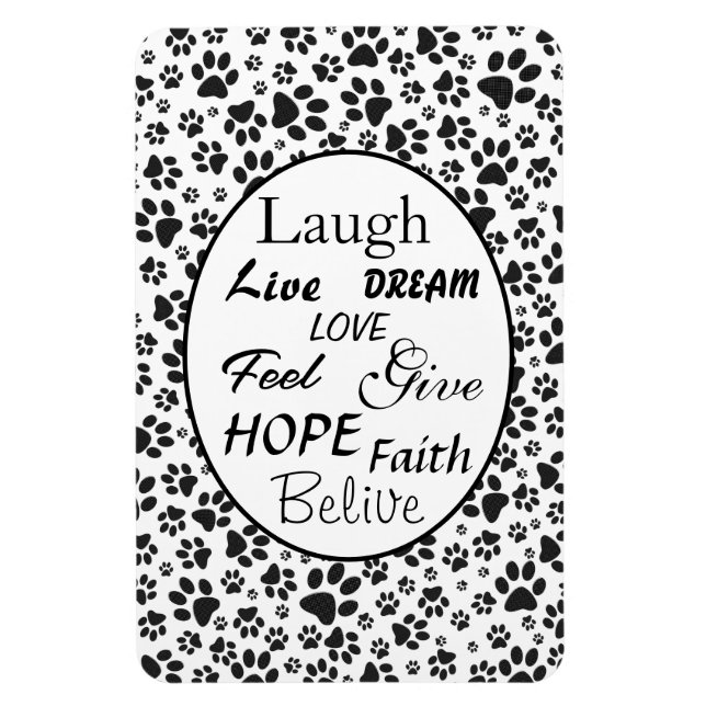 Dog Paws Black and White Polka Dot  Magnet (Vertical)