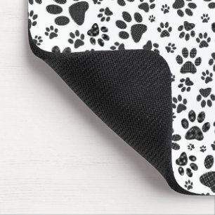 Dog Paws Black and White Polka Dot Mouse Pad