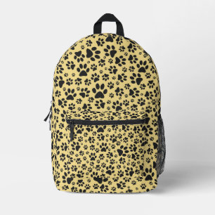 Dog Paws Black and White Polka Dot on butter cream Printed Backpack