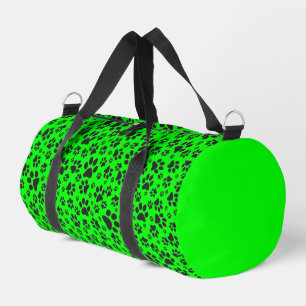Dog Paws Black and White Polka Dot on green  Duffle Bag