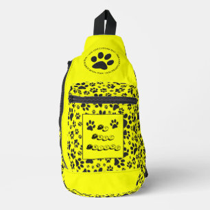 Dog Paws Black and White Polka Dot on yellow Sling Bag
