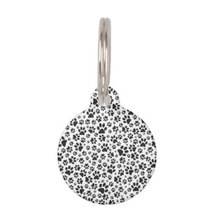 Dog Paws Black and White Polka Dot Pet Tag